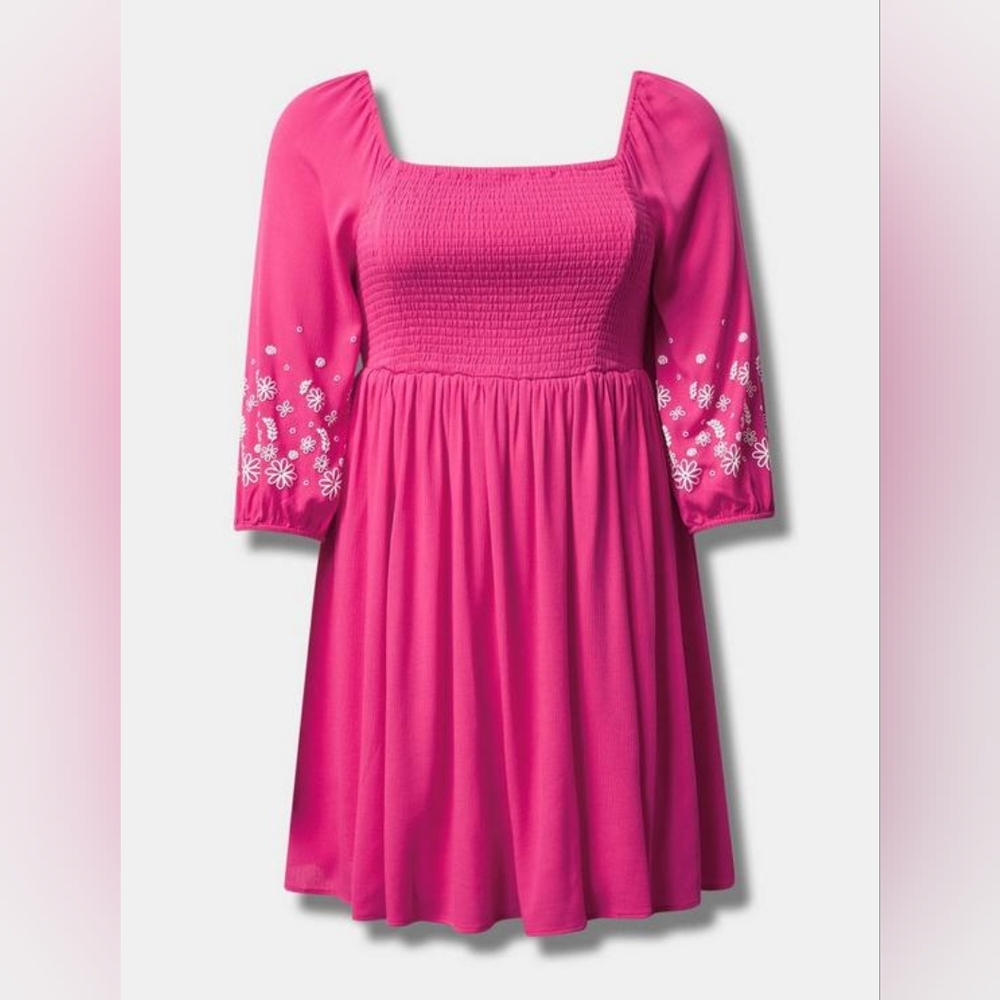 Mini Crinkle Gauze Blouson Sleeve Dress